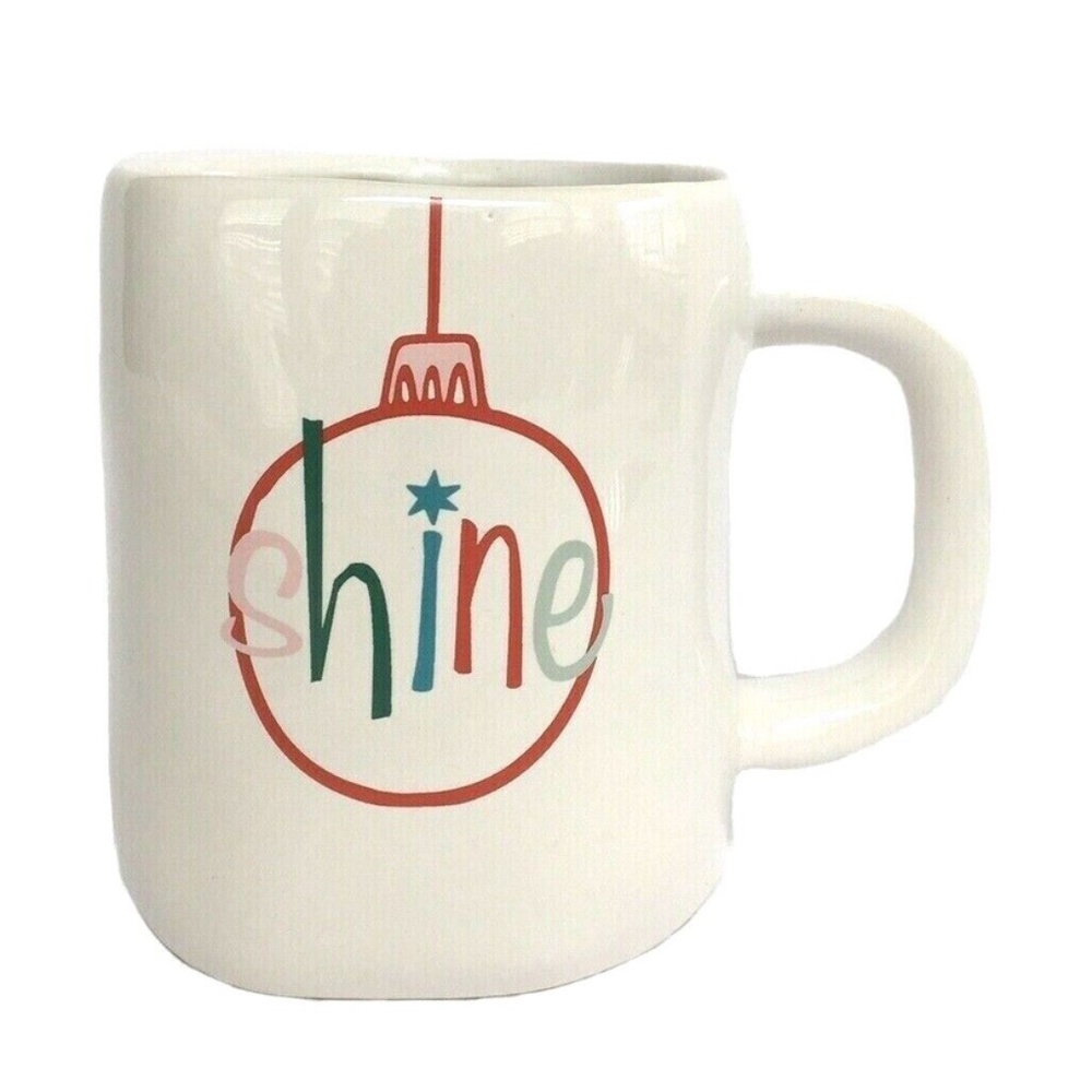 Pier 1 Christmas Mug Shine Ornament Green Red White Holiday Coffee Tea Cup 19oz